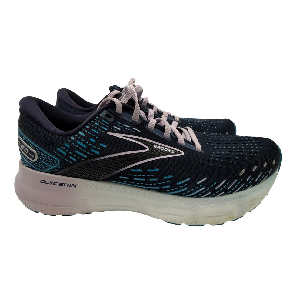 Brooks Glycerin 20 Running Shoes Womens 9 Navy Blue Excellent DNA LOFT v3